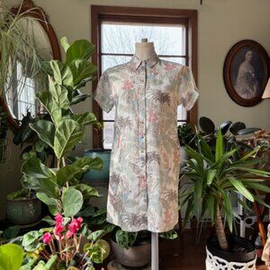 A classy100% linen palms/flamingo prints on pink/blush background by Rachel Zoe